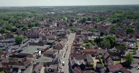 Aerial view over Great Dunmow, a small town in Essex near Chelmsford.