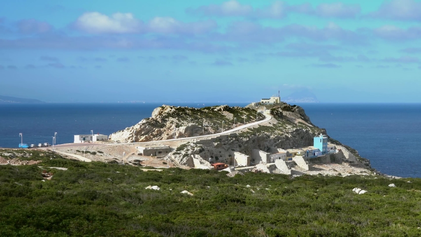 View on Strait of Gibraltar from the african side. Zoom out.
