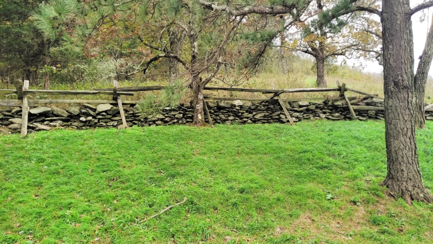 Humpback Gap Overlook along the Blue Ridge Parkway in Virginia. Autumn hiking in the Blue Ridge Mountains near the Appalachian Trail. PAN LEFT. National Park scenery.