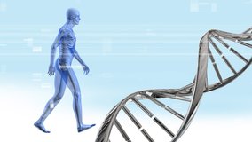 Digital animation of a DNA double helix rotating and human anatomy walking with glitches - Powered by Shutterstock - Get 15% off with code: PIKWIZARD15