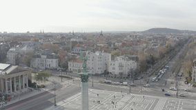Heroe's Square Budapest, Hungary aerial stock video