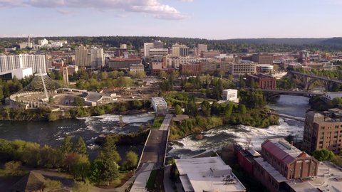 Riverfront Park and Falls in the Downtown Urban Center of Spokane Washington