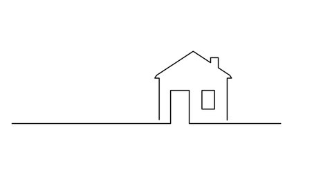 Animation of drawing continuous line of house with window.
