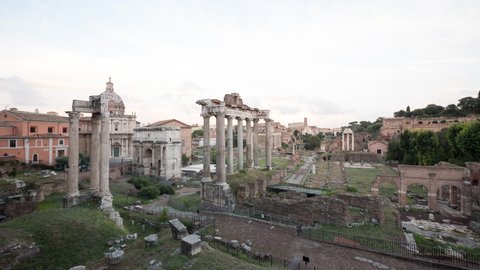Italy, Rome - September, 2016: Timelapse of the Roman Forum ruins in Rome