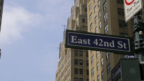 42nd Street sign NYC .