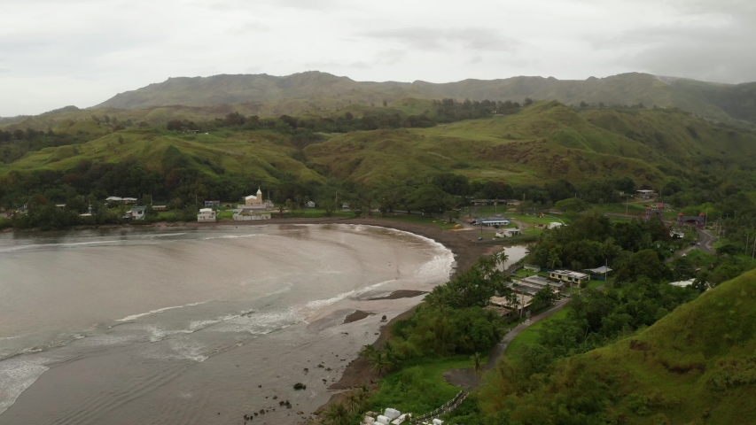 Aerial view of a bay in southern part of Guam.