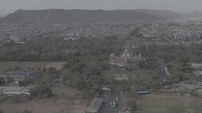 Albert Hall, Jaipur, 4k drone aerial, ungraded/flat raw footage