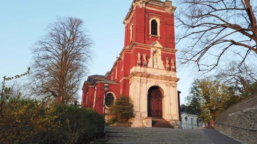 St. Michael Church in Aachen, Germany,  in the Evening Sun with blue Sky