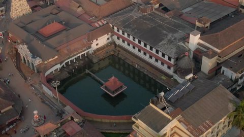 Krishna temple in Udupi, India, 4k aerial drone footage