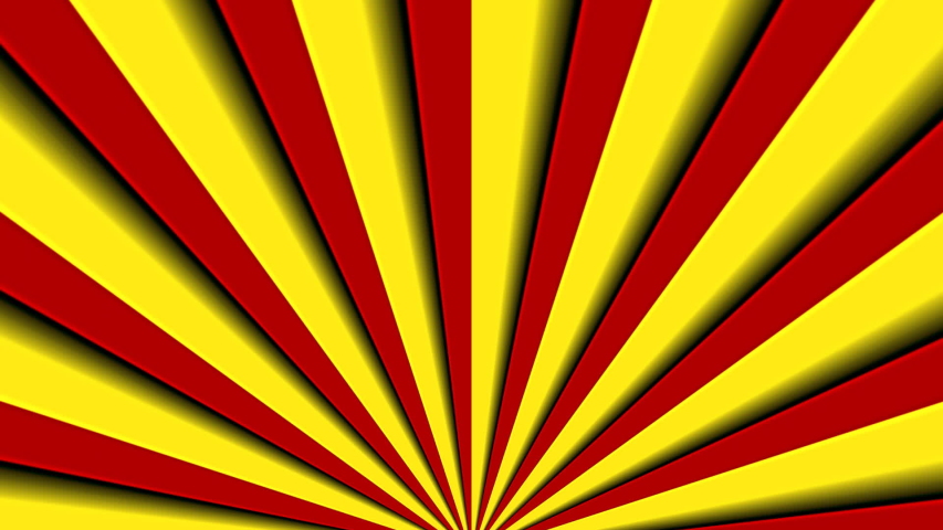 The text message Grand Opening, appearing over an animation of red and yellow stripes with shadows, converging and forming a circle, rotating on the screen.
