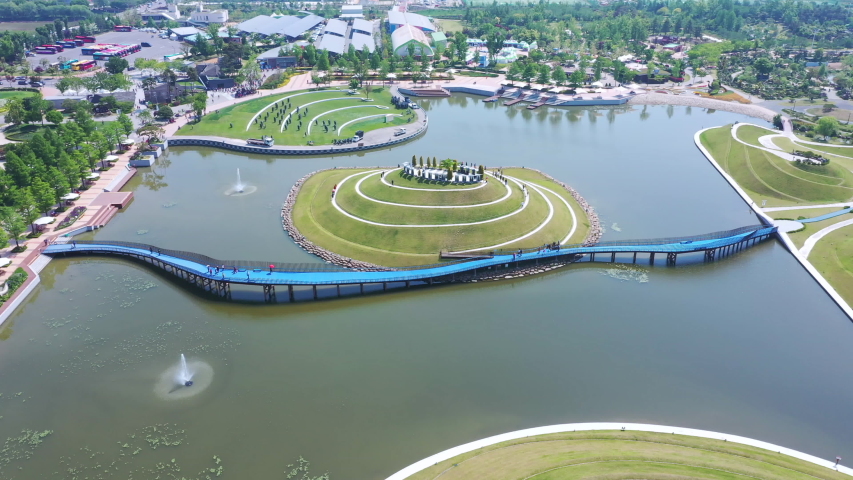 Aerial landscape of Suncheon city of South Korea, Suncheonman Bay.
