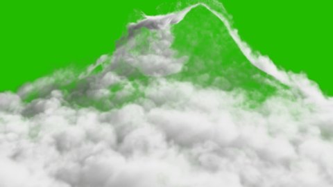 An avalanche of Smoke formed after a strong explosion in front of a green screen.