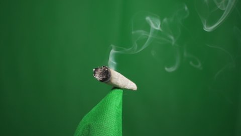 Marijuana Cannabis Joint Blunt Isolated Smoking Green Screen Chroma Key