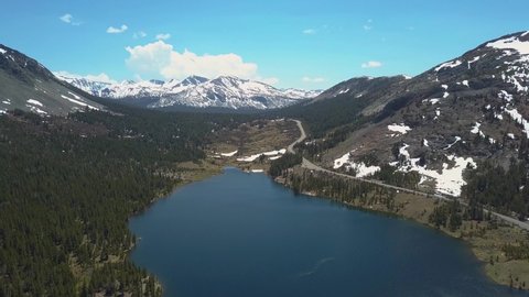 Aerial Perspective over Ellery Lake Near Yosemite National Park