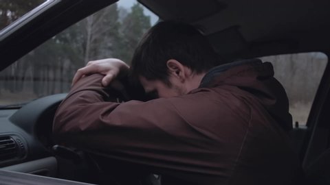 View Homeless Man Sleeping In Car 3D