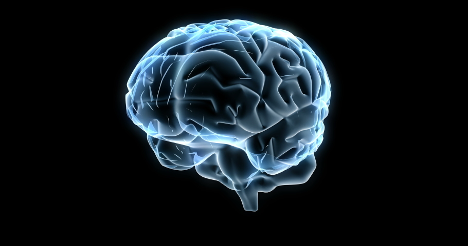 Human brain hologram. Polygon mesh of human brain… - Royalty Free Video