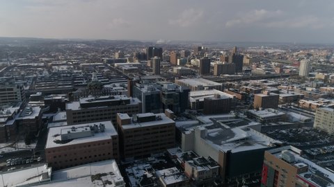 Syracuse  City Skyline  Winter Aerial 4K