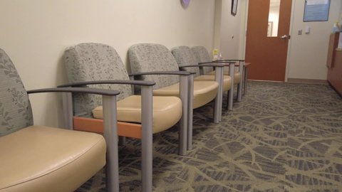 An empty waiting room at a doctors office