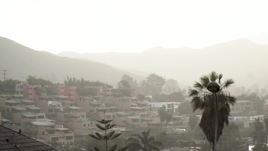 Sunset over mountains in Lima, Peru