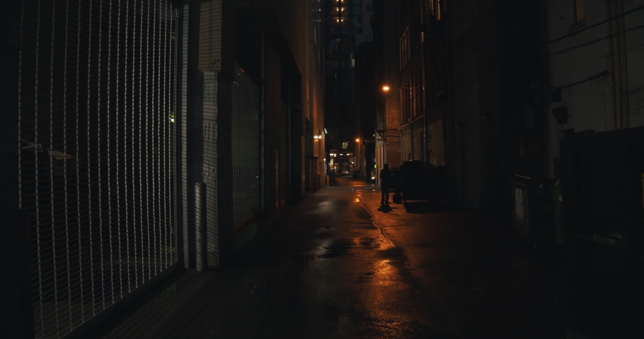Establishing Shot Dark Alleyway Night Atmospheric Stock Footage Video 100 Royalty Free Shutterstock