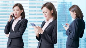 vertical video of asian business woman use smart phone in the office