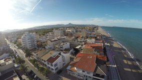 Drone shot of buildings from the birds eye view in Spain