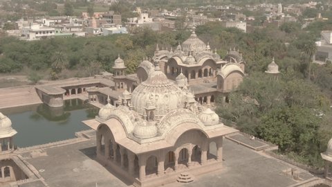 Ancient India temples, U.P, 4k aerial ungraded/flat
