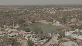 India most sacred place,  in U.P.  4k aerial drone ungraded/flat footage