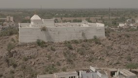 India most sacred place,  in U.P.  4k aerial drone ungraded/flat footage