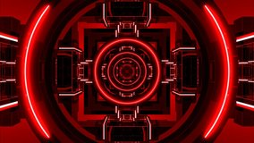 Red artistic bright abstract geometric circle background tunnel