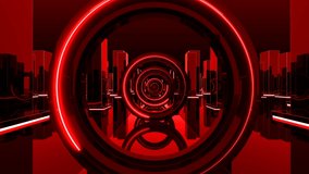 Red artistic bright abstract geometric circle background tunnel