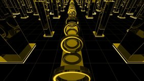 Yellow city 3d render abstract geometric circle background corridor