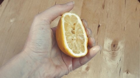 Masturbation concept. woman fondles lemon. Vagina, imitation sex