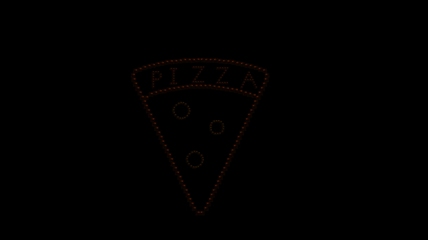 Pizza Text sign Loop animation bulbs LED pixels, light flashing, blinking lights advertising banner. Digital Display. More TEXTS are available in my portfolio. 
One Slice of Pizza Light Logo Frame. Royalty-Free Stock Footage #1029762053
