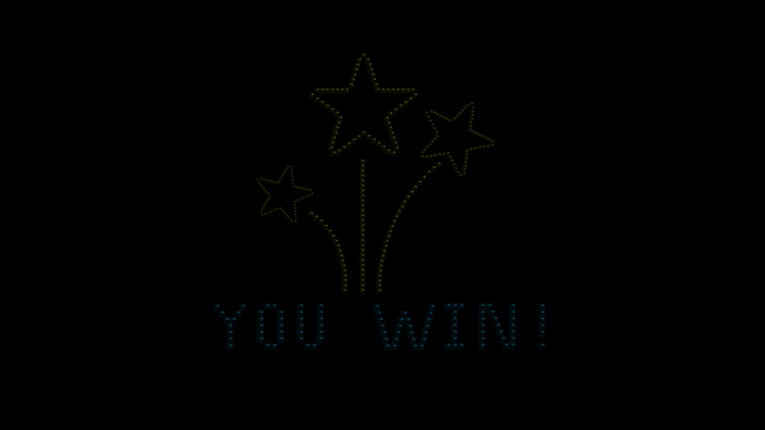 YOU WIN Text sign Seamless Loop animation bulbs LED pixels, light flashing, blinking lights advertising banner. Light Text. Digital Display. More TEXTS are available in my portfolio. 
With Stars Sign. Royalty-Free Stock Footage #1029764636
