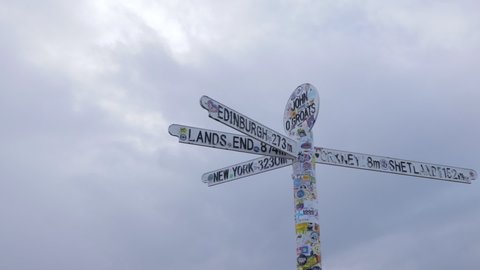 John O Groats Sign Pan From Left To Right