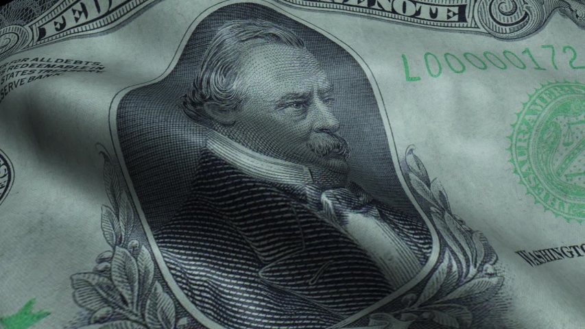 US President Grover Cleveland, Crumpled One Thousand Dollar Bill Obverse