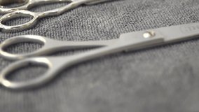 A close up shot of Scissors on the table