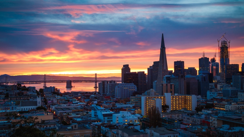 Night Time Skyline Of San Francisco. California Image - Free Stock 