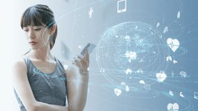 Health care technology concept. Asian girl using a smart phone. - Powered by Shutterstock - Get 15% off with code: PIKWIZARD15