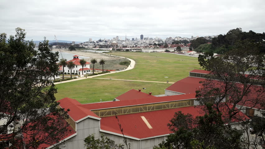 Crissy Field, San Francisco.
High view point of Crissy Field, Part of the San Francisco Presidio. Downtown San Francisco in the background.