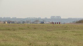 Light engine plane on runway video
