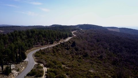 Aerial shot of beautiful Street and Road Highway in Tuscany, Italy: famous Chiantigiana, 4K Drone.