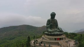 Big Buddha, Hongkong, drone video.