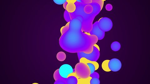 Abstract background with morphing circles in flat style on colorful backdrop. Animation of seamless loop.