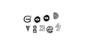 Seamless funny animation of doodles handwritten text good vibes isolated on a white brackground. Stop motion zine culture video loop. - Powered by Shutterstock - Get 15% off with code: PIKWIZARD15