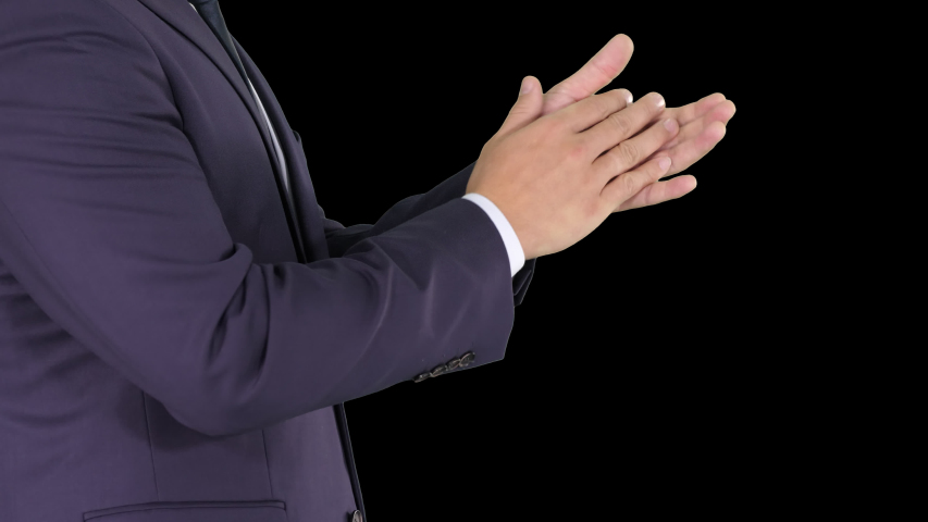 Business man clapping hands, Alpha Channel