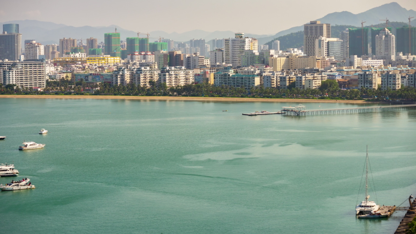 sunny sanya city bay  4k timelapse hainan china