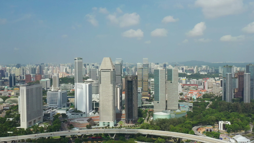 singapore central area cityscape day time aerial panorama 4k