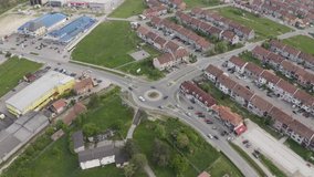 This roundabout is captured during strong wind with a drone and 4k camera. Useful footage very clear images and stable for clips. Only road that connecting two cities.